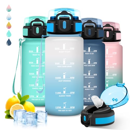 Garrafa de água - 500 ml, antimplora infantil, à prova de fugas, garrafa de água para crianças colégio, com slogan motivador, cantil com canudos fácil de limpar, para a escola, cafetaria, campismo
