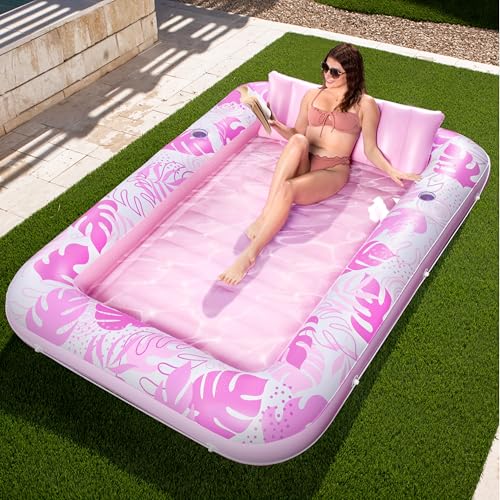 Sloosh Chaise Longue gonflável pour bronzage XL, 85" x 57"/2,1 * 1,4 m Baignoire de bronzage extra grande para adultos, Lit gonflável, flutuador de salão em Radeau