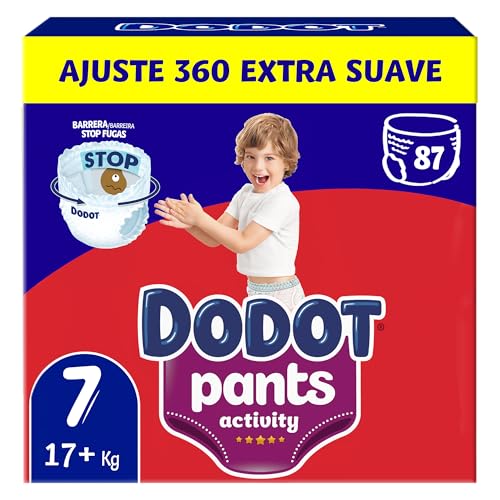 DODOT Activity Pants Fralda-cuecas tamanho 7, 87 fraldas, 17 kg, com ajuste 360, que ajuda a evitar folgas e fugas e materiais extra macios