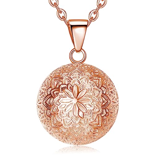 EUDORA Harmony Ball Chamador de anjo grávida vintage bijuteria colares de mulher, pendentes primeira gravidez mãe presentes originais para mãe, 76,2 cm 114,3 cm