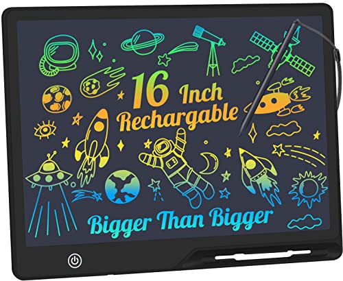 Ardósia magnética infantil de 16 polegadas recarregável, tablet de escrita LCD grande para escrever, desenhar e fazer listas de memória cores tablet desenho crianças educativo brinquedos presentes