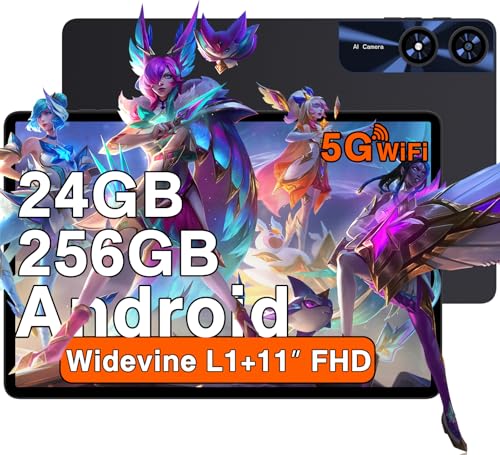 Tablet Android de 11 polegadas com 24 GB RAM + 256 GB ROM (2TB TF), Octa-Core 2,0 GHz, Widevine L1, 5G WiFi, Bluetooth 5.0, 8000 mAh, 5 MP + 13 MP, 12800 * 8, F, F. acial ID, T ipo C, AGPS, Tablet com