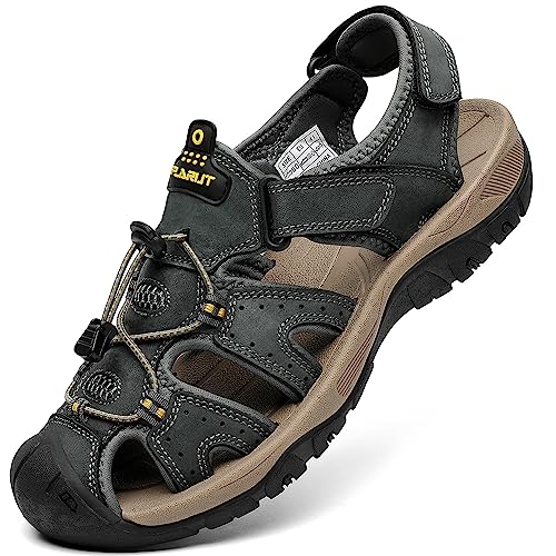 FLARUT Sandálias desportivas homem verão exterior caminhadas sapatos trekking casual sapatos de montanha couro sandálias de praia