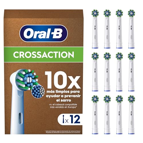 Oral-B Pro CrossAction Peças sobresselentes para escova de dentes elétrica, conjunto de 12 cabeças, branco, originais (tamanho da caixa de correio)