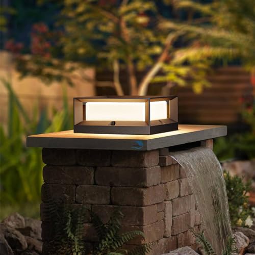 HMAKGG Luzes de jardim exterior, luzes exteriores, sobremuro, 15 W LED luzes de jardim, poste de alumínio, 3000 K branco quente, IP65 lanterna sobremuro exteriores para pátio, caminhos terraço, preto