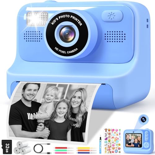 Subtail Câmara fotos infantis instantâneas - 2,4 1080P câmara instantânea para crianças com papel de impressão | Cartão de 32 G - câmara fotos infantis presentes de brinquedo para meninas meninos 3-12