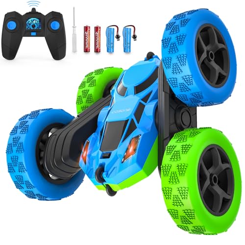 cosone Carro remoto, carros RC com faróis de 2,4 GHZ brinquedos de carro teledirecionados, 4WD Off Road Stunt Car dupla face giratória de 360°, presentes de aniversário para crianças de 6 anos ou mais