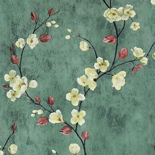 Papel de parede autocolante flores verde, 44,5 x 1000 cm papel autocolante para móveis flores bege e verde papel de parede folhas plantas floral papel autocolante para casa de banho, sala de estar,