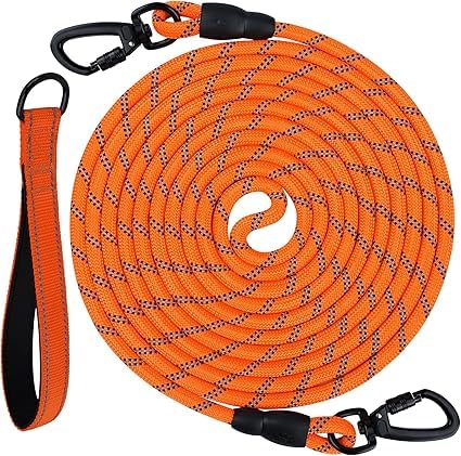 Joytale Trela comprida para cão, trela de treino para cães de 5/10 / 15/20 m, trela resistente para campismo passeio (laranja 10 m)