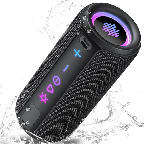 TIMU Altifalante Bluetooth 5.4 potente, altifalante Bluetooth de 30 W com reforço de Bass 3.0, 8 mudanças RGB, 30 H reprodução Bluetooth Speaker com emparelhamento TWS, impermeável IPX7, suporta micro