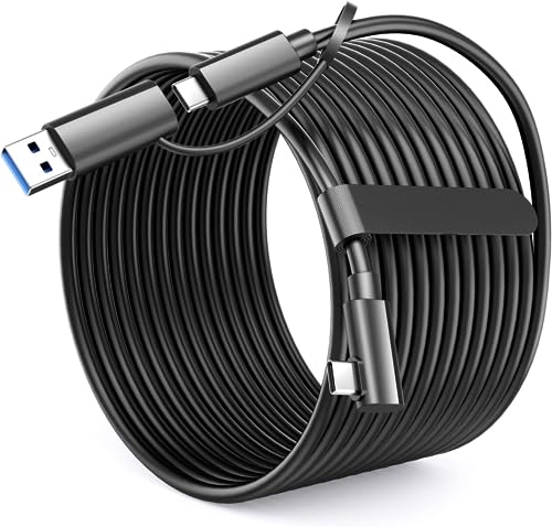 XZXWZX Cabo de ligação 2 em 1, compatível com Quest 3, Quest 2/Pro/Pico 4 e acessórios VR, cabo Tipo C melhorado de 5 m, cabo de carregamento de transferência de dados de alta velocidade para