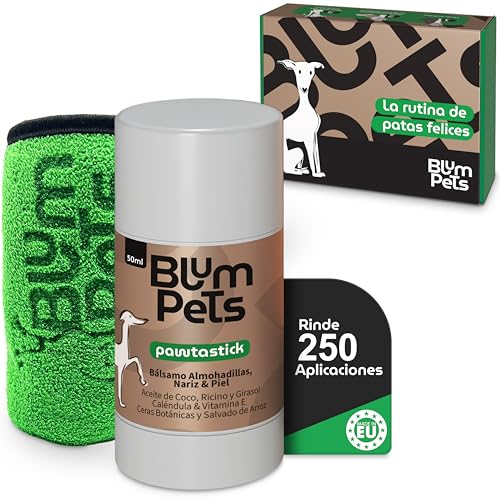 Blum Pets | A rotina de patas - kit protetor almofadas para cães em bar, toalha de microfibra e estojo de presente. Vegan natural repara e protege a pele rachada segura de lamer