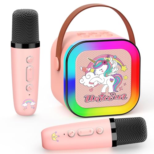 Dislocati Karaoke 2 Microfones sem fios, presente para menina 3-12 anos bluetooth karaokê infantil brinquedos para meninas de 3 a 12 anos microfones sem fios para cantar presentes de aniversário