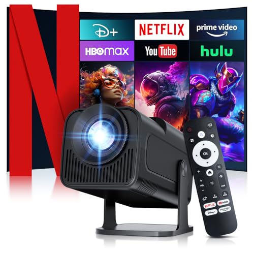 Salange Projetor Netflix License: HY320 MAX 4K suportes de cinema em casa, mini projetor de telemóveis projetor inteligente para cinema em casa/exterior, projetor portátil com WiFi BT5.3
