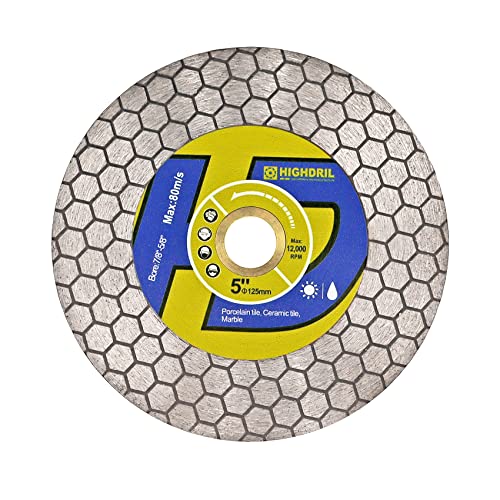 HIGHDRIL Disco diamante 125 mm - lâmina de serra de diamante para cortar e lixar azulejos cerâmicos porcelana granito mármore (lâminas de serra hexagonais)