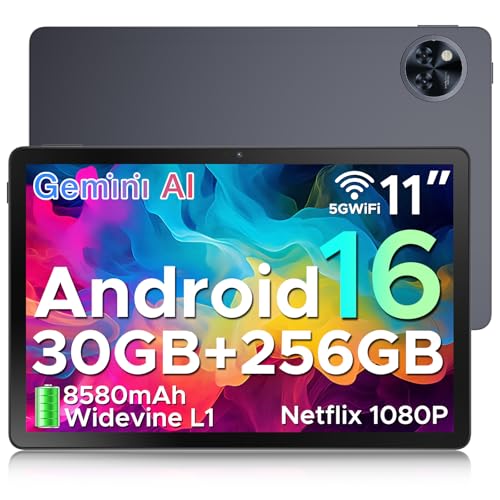 DOOGEE U11 Pro Tablet Android 16, 30 GB + 256 GB/2TB TF, Gemini AI Tablet de 11 polegadas Octa-Core, tablets para crianças HD IPS 90Hz, 8580 mAh bateria, 5G WiFi/Widevine L1/13 MP. + 5MP/F ace ID/GMS