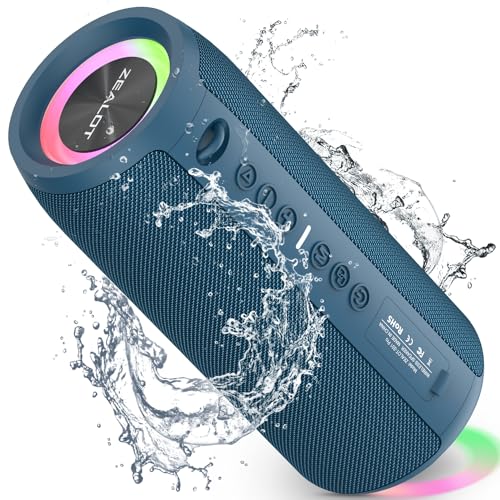 Zealot Altifalante portátil Bluetooth com luz LED, altifalante exterior sem fio, 40 W graves estéreo potentes, autonomia de 30 horas, porta AUX, USB, micro SD/TF, Bluetooth 5.2 e IPX6 impermeável