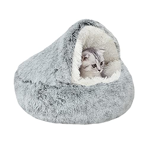 YAGE Cama de cão, cama para animais de estimação super macia caverna, cama lavável para cães e gatos anti-ansiedade com fundo antiderrapante, adequado para cães e gatos até 7 kg (M-cinzento)