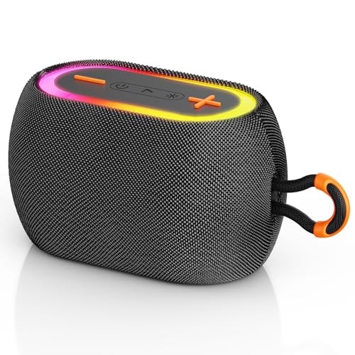 Tisco Altifalante Bluetooth portátil de 20 W com correia, Bluetooth 5.3, som estéreo de 360°, TWS, 24 horas de autonomia, luzes RGB, entrada AUX/TF, impermeável, ideal para casa, festas e exterior