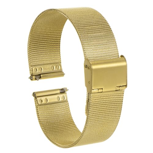 sourcing map Correia de relógio de malha de aço inoxidável, libertação rápida, correia de relógio ajustável de metal para homens e mulheres,