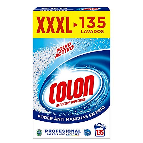 Colon Pó ativo - detergente para máquina de lavar roupa, adequado para roupa branca e colorida, formato em pó - 135 doses, 7,037 kg