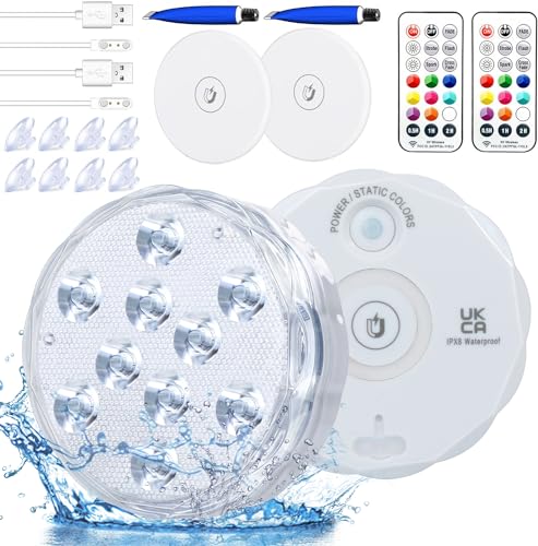 Luz de piscina, luzes LED submersíveis, magnético LED luzes subaquáticas para piscina, luzes LED de piscina impermeáveis com controlo remoto para jardim/aquário / vaso / banheira / piscina / casamento