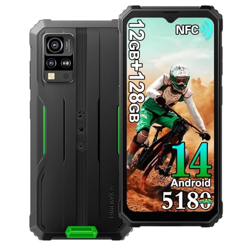 Blackview BV4800 Pro Mobile inquebrável 2025, 12 GB 128 GB IP68 Smartphone todo-o-o-o-o-terreno, 5180 mAh, 16 MP câmera, HD 6,56", Android 14 telemóvel anti-choque, duplo SIM 4G telefone NFC. , GPS