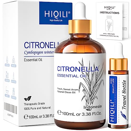 HIQILI 100 ml óleo essencial de citronela para sprays caseiros, adicione ao difusor 100 % puro e natural sem diluir