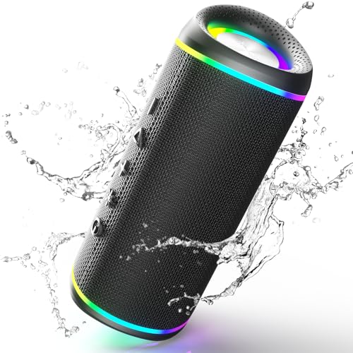 RIENOK S6 Altifalante Bluetooth portátil 30 W Bluetooth 5.3 potente luzes RGB sem fios emparelhamento estéreo suporta 128 G cartão TF cabo AUX