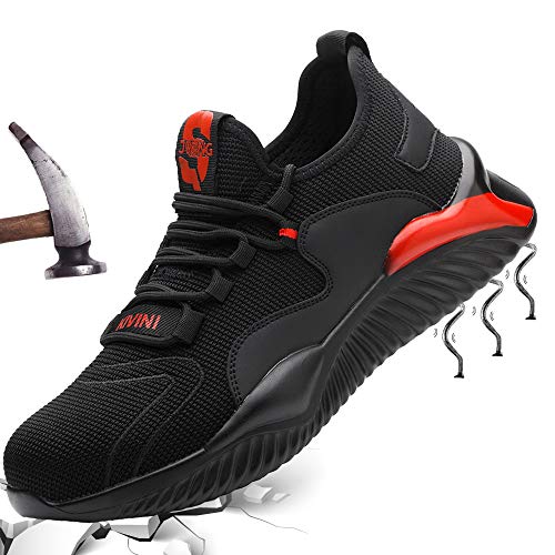 Sapatos de indústria homem sapatos de segurança mulher sapatilhas sapatos de trabalho com biqueira de aço leve confortos antiderrapantes calçado de segurança trabalho para o verão unissexo preto