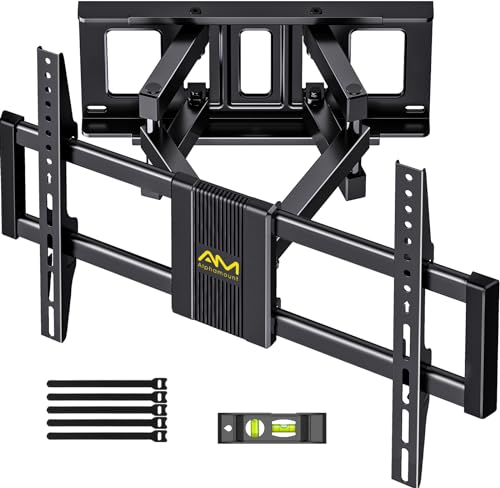 Alphamount Suporte TV de parede movimento completo para televisores de 37 a 75 polegadas, suporte para TV inclinável e rotativo com braços duplos, máximo VESA 600 x 400 mm até 45 kg, APLF6