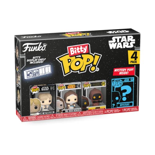 Funko Bitty Pop! Star Wars - Luke Skywalker™, OBI-WAN Kenobi™, Jawa™ e uma minifigura misteriosa surpresa - 0,9 polegadas (2,2 cm) colecionável- Revista empilhável incluída- ideia de presente