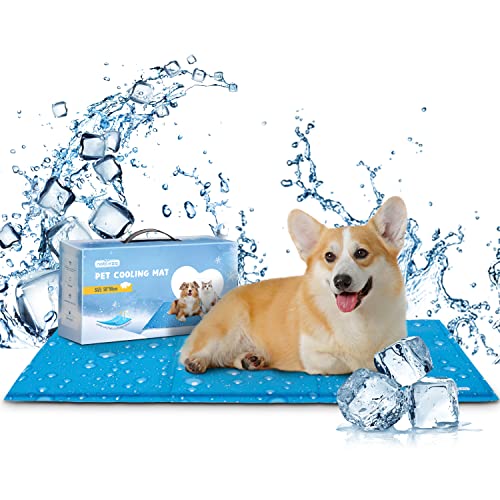Nobleza Tapete refrescante para cães gatos, 90 * 50 cm, manta refrigerante, cão, cama refrescante para animais de estimação médio a grande, tapete de gel ativado por pressão, L