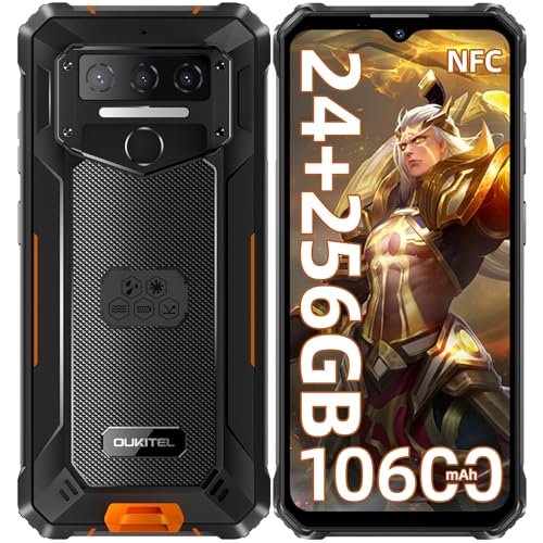 OUKITEL WP23 Plus (2025) telemóvel inquebrável - 10600 mAh 24 GB RAM+256 GB ROM/1TB telemóvel rígido, bateria 10600 mAh 6,52" HD Android 14 telemóvel, câmara 13 MP, 4G DD ual SIM/NFC. /GPS/OTG/Face ID