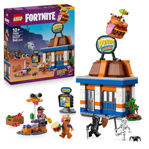 LEGO Fortnite Restaurante Hamburrguesa - Brinquedo de construção com minifiguras de bombardeiro de praia, audillo carnico, esqueleto e arco - presente Gamer para meninos e meninas de 10 anos 7076