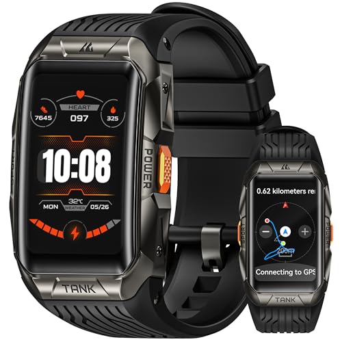 KOSPET Tank X2 Ultra relógio inteligente homem GPS, 1,64" AMOLED curva 3D exibição, 50 m impermeável, corpo de aço inoxidável Fitness Tracker com altura, 170 modos de desporto (Android e iOS)