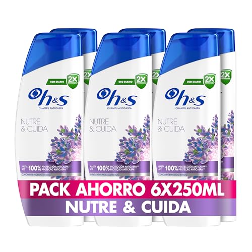 H&S Nutre e cuidado champô anti-caspa 250 ml para uso diário. Até 100% de proteção anti-caspa, testada clinicamente. Para todos os tipos de cabelo e couro cabeludo. Frescor e limpeza, nova versão