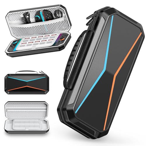 Lmcpa Duro Funda para Consola Nintendo Switch 2 2025, Estuche de Viaje con 10 Cartuchos de Juego, PC Funda Rígido Portátil Protector para Consola Nintendo Switch 2 2025 y Accesorios, Negro