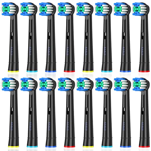 KHBD Peças sobresselentes escovas compatíveis com Braun oral B, cabeças de precisão para escova de dentes elétrica oral B, embalagem de 16 (preto)