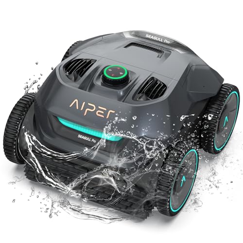 AIPER Robot Limpador de fundos piscina limpa fundos e paredes sem fios, dura 150 minutos, motor quádruplo, navegação inteligente, ideal para piscinas enterradas de até 150 SJFS
