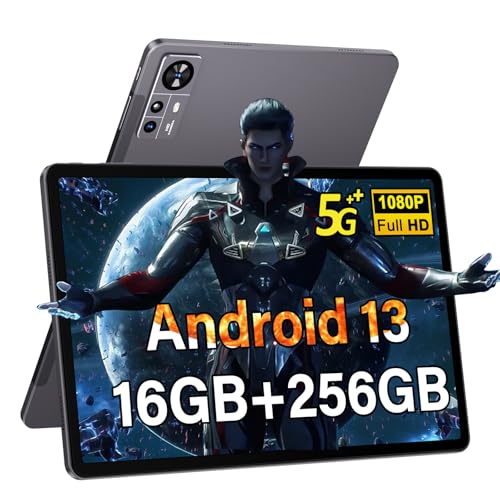 fezawio Tablet de 11 polegadas 2K Android 13 16 GB RAM+256 GB ROM (TF 512 GB)| 8600 mAh| 5 MP+13 MP+2MP| 2000 * 1200 pixels | Bluetooth 5.0 | 5G+2,4 G WiFi | Octa-C. Ouro | Tabela et com capa