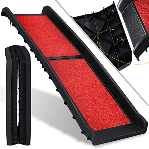 KESSER® Rampa dobrável para cães, rampa para bagageira de carro, para animais de estimação, ajuda de entrada para porta-bagagens, até 90 kg, 156 x 40 cm, leve, estável, antiderrapante, escada para
