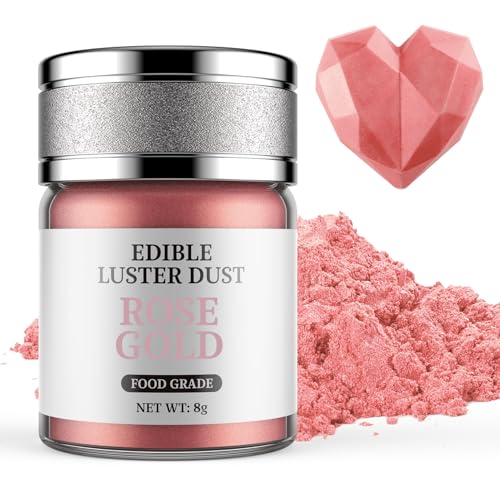 Purpurina comestível ouro rosa 8 g, Waysroma Purpurina comestível Repostaria purpurina comestível bebidas Sprinkles substituição comestível para bolo, chocolate da Páscoa, bolos, morangos, Fondant
