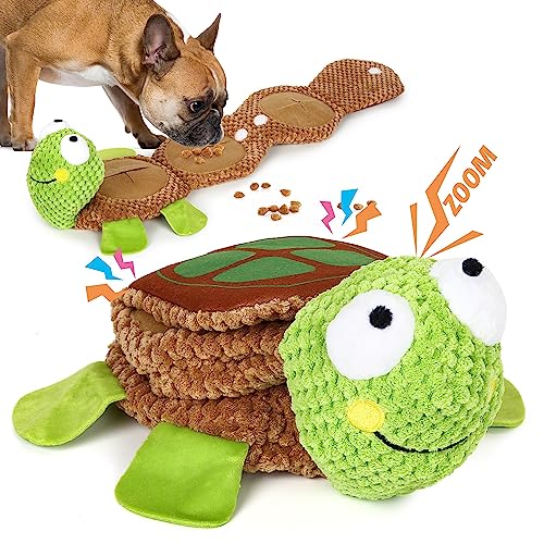 Iokheira Brinquedo para cão, brinquedo de trituração interativo para cães, brinquedo mastigável robusto para cães com material de algodão e papel enrugado (verde fluorescente, tartaruga)