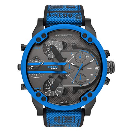 Diesel Mr. Daddy Reloj para Hombre, Movimiento multifunción de Cuarzo con Correa de Piel, sintética o Silicona