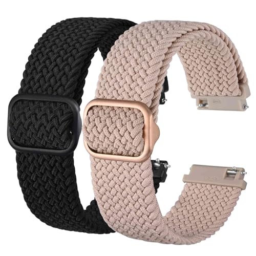 BISONSTRAP 2 peças correias de relógio de nylon trançado, fivela ajustável aprimorada, alças elásticas para homem e mulher, largura da correia 16 mm 18 mm 20 mm 22 mm
