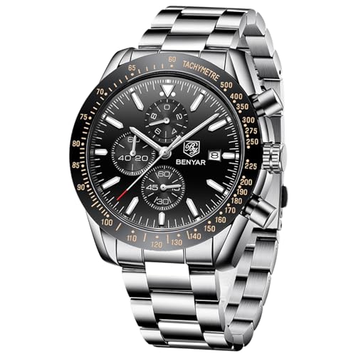 BENYAR Fashion Business Sports Watch Relógio cronógrafo para homem, movimento de quartzo, impermeável a 30 m, elegante, presente para homens.
