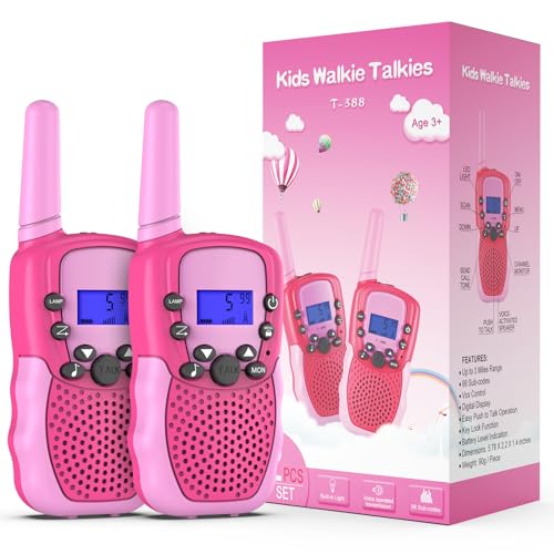 Keui Walkie Talkie com 8 canais, ecrã LCD, alcance de longa distância até 3 km, lanterna incorporada, brinquedo de presente para crianças dos 3 aos 12 anos