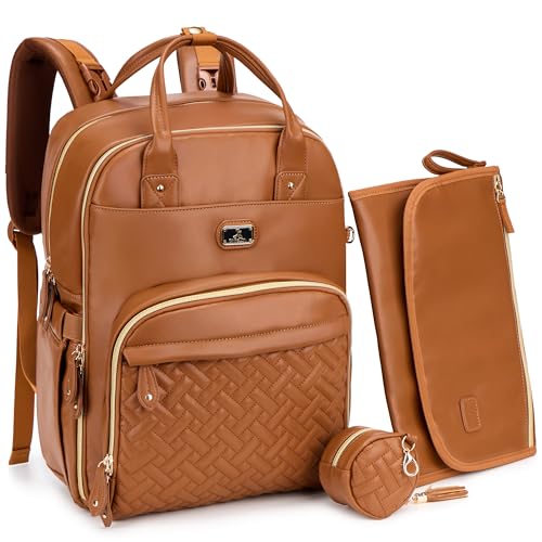 Dikaslon Mochila trocador, mochila de fraldas grandes malas multifuncionais para bebés com trocador portátil, porta-chupeta e correias para o carrinho, para a mãe e o pai