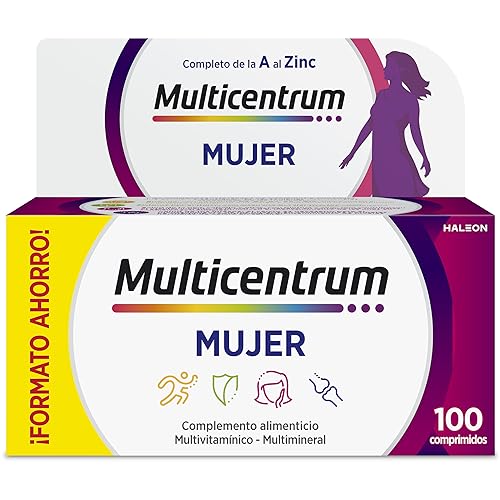 Multicentrum Mulher complemento alimentar multivitamínico e multimineral para mulheres, com vitamina C e zinco, sem glúten, 100 comprimidos